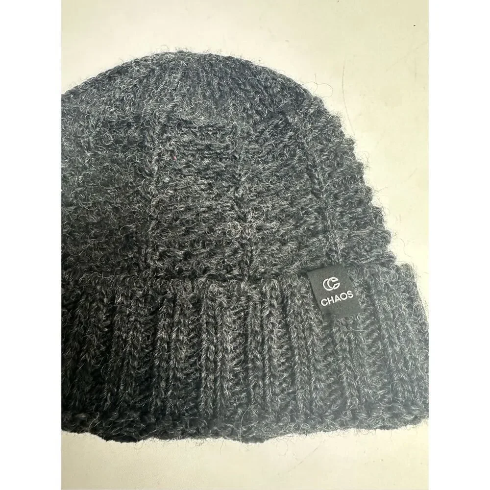 Chaos Wool Blend Knit Fleece Lined Unisex Beanie Hat Gray One Size Adult